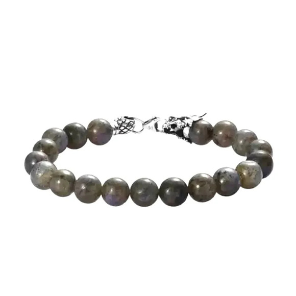 Artisan Crafted Labradorite Beaded Bracelet In 925 Sterling Silver - Picture 5 of 6